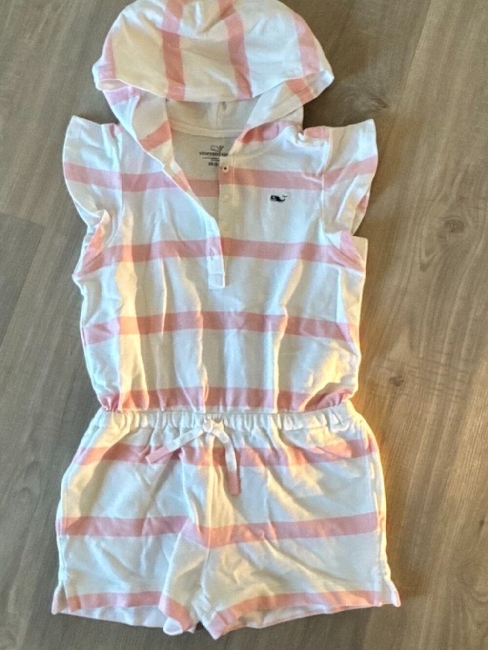 VINEYARD VINES striped hooded girls romper size XS 5 6 6x